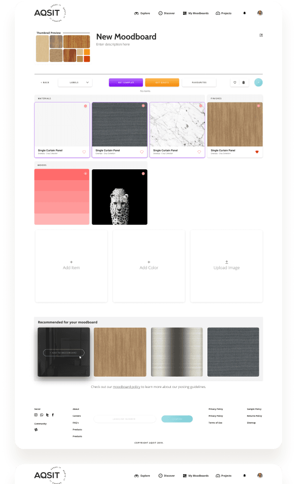 Marketplace for interior design materials designs